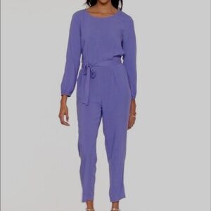 Waist-Defined Cross-Back Jumpsuit for Women Periwinkle Medium